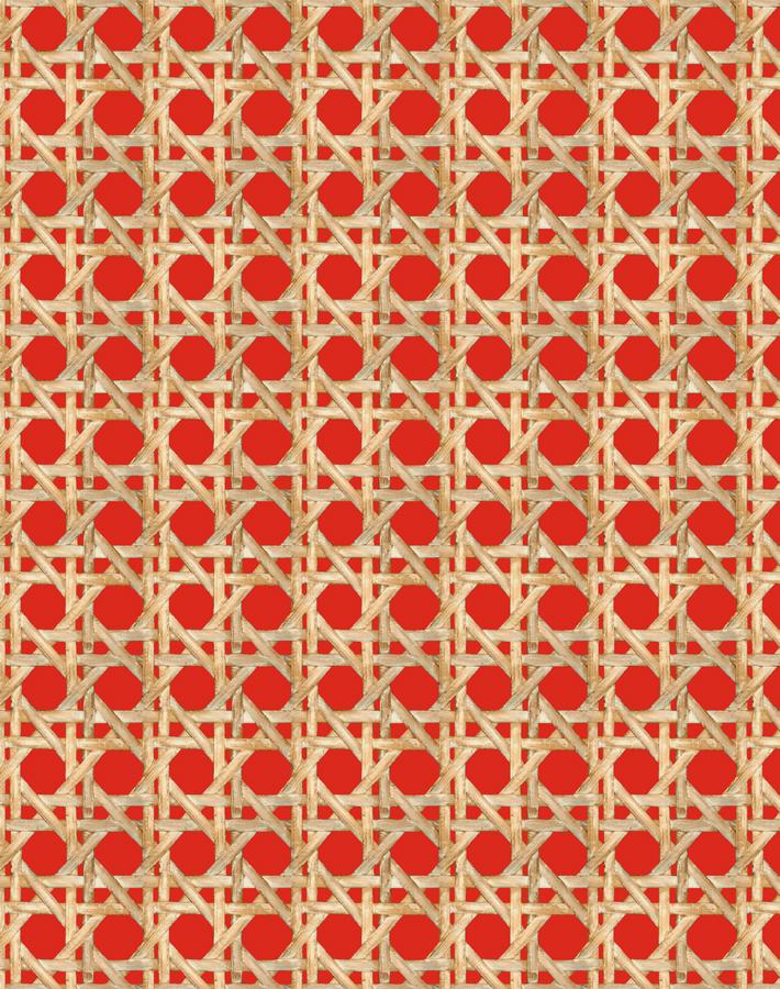 'Faux Large Caning' Wallpaper by Wallshoppe - Red