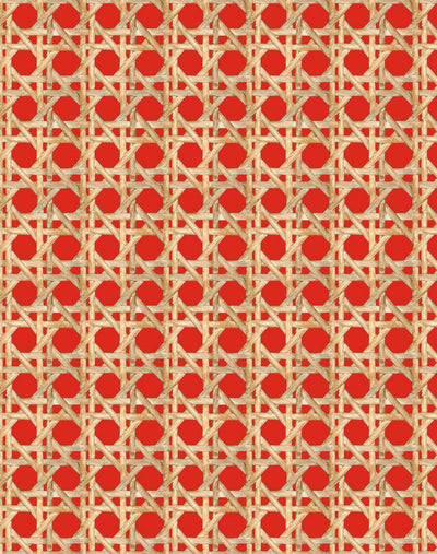 'Faux Large Caning' Wallpaper by Wallshoppe - Red
