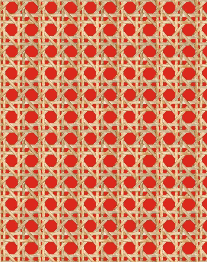 'Faux Large Caning' Wallpaper by Wallshoppe - Red
