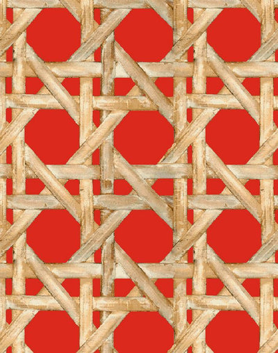 'Faux Large Caning' Wallpaper by Wallshoppe - Red