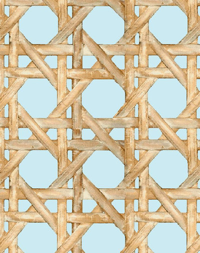 'Faux Large Caning' Wallpaper by Wallshoppe - Sky