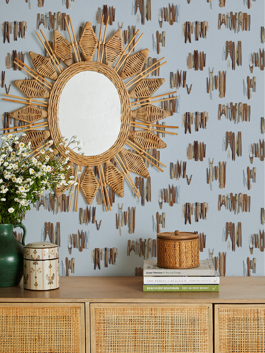 laundry line wallpaper by sarah jessica parker silver