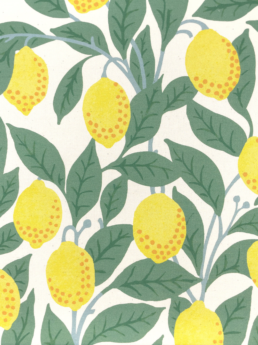 fabric by the yard lemons natural on organic twill