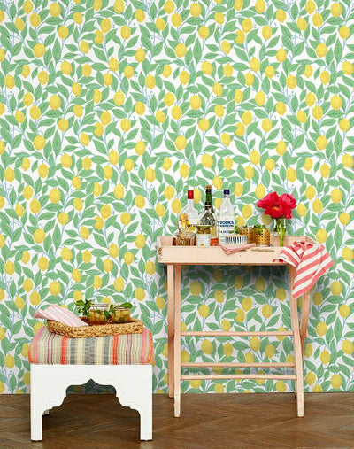 'Lemons' Wallpaper by Nathan Turner - White