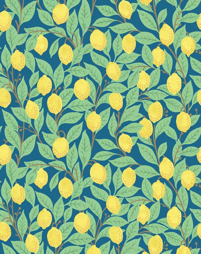 Papier peint « Citrons » par Nathan Turner - Bleu cadet