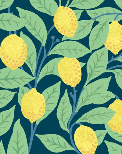 'Lemons' Wallpaper by Nathan Turner - Indigo