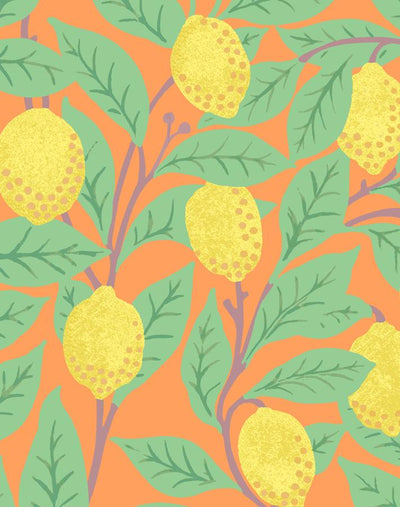 'Lemons' Wallpaper by Nathan Turner - Orange