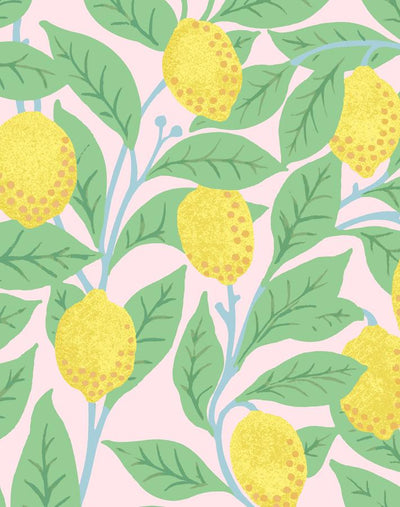 'Lemons' Wallpaper by Nathan Turner - Pink