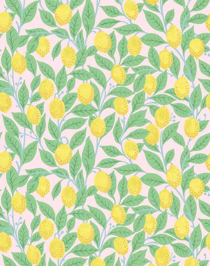 'Lemons' Wallpaper by Nathan Turner - Pink