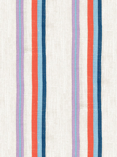 'Life is a Banquet Stripe' Wallpaper by Lingua Franca - Persimmon + Blue