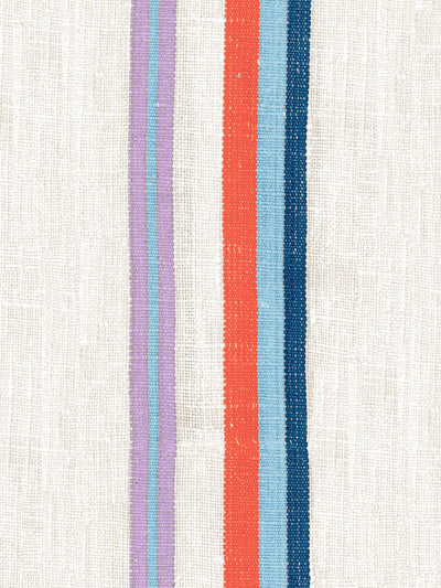 life is a banquet stripe wallpaper by lingua franca persimmon blue