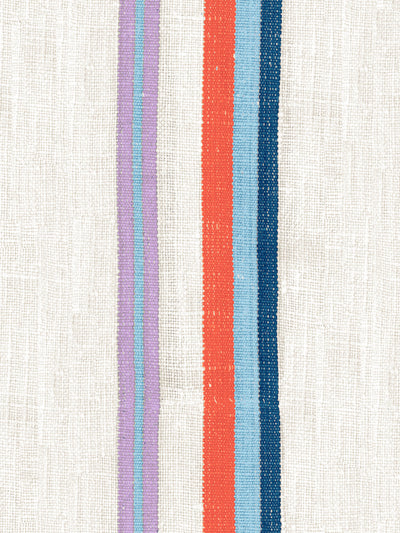 'Life is a Banquet Stripe' Wallpaper by Lingua Franca - Persimmon + Blue