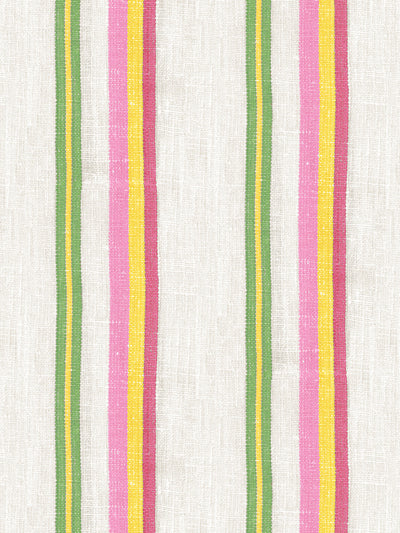 'Life is a Banquet Stripe' Wallpaper by Lingua Franca - Pink + Yellow