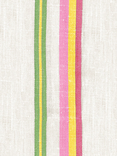 'Life is a Banquet Stripe' Wallpaper by Lingua Franca - Pink + Yellow