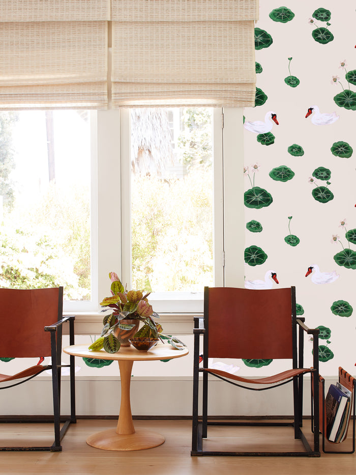 'Lily Pad Lake' Wallpaper by Carly Beck - Oyster