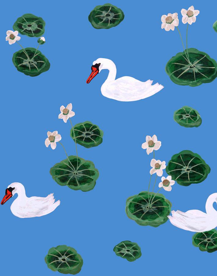 lily pad lake cerulean wallpaper by carly beck