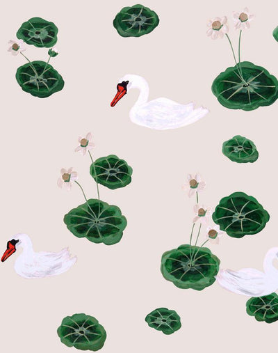 'Lily Pad Lake' Wallpaper by Carly Beck - Oyster