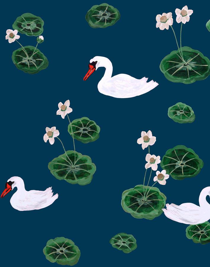 lily pad lake peacock wallpaper by carly beck