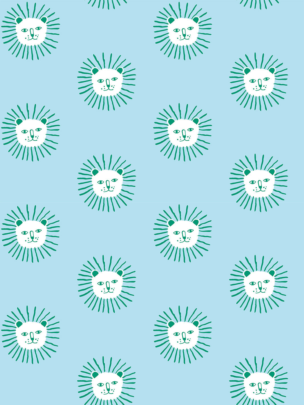 lions head wallpaper by tea collection baby blue