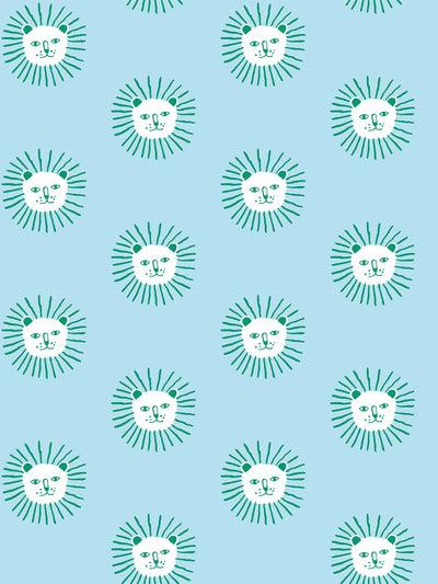 'Lion's Mane' Wallpaper by Tea Collection - Baby Blue