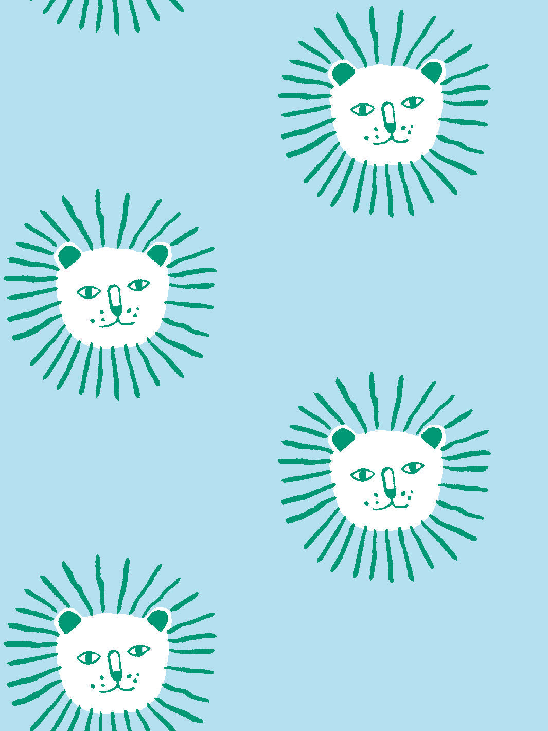 lions head wallpaper by tea collection baby blue