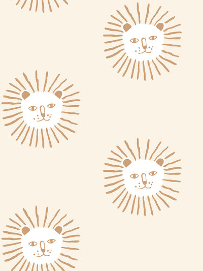 lions head wallpaper by tea collection ivory