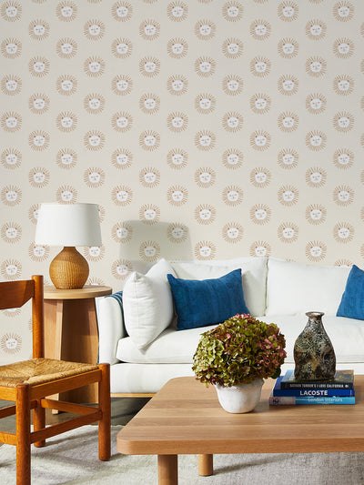 lions head wallpaper by tea collection ivory