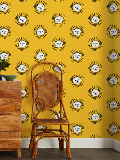 lions head wallpaper by tea collection marigold