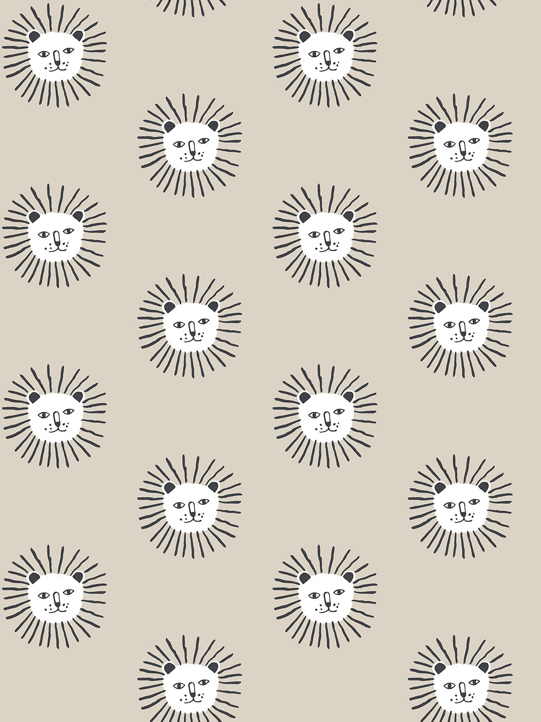 lions head wallpaper by tea collection taupe