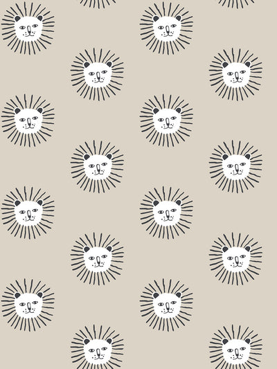 lions head wallpaper by tea collection taupe
