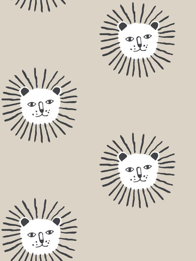 lions head wallpaper by tea collection taupe