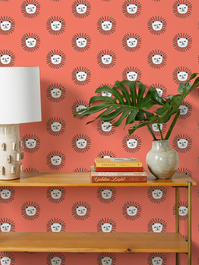lions head wallpaper by tea collection watermelon