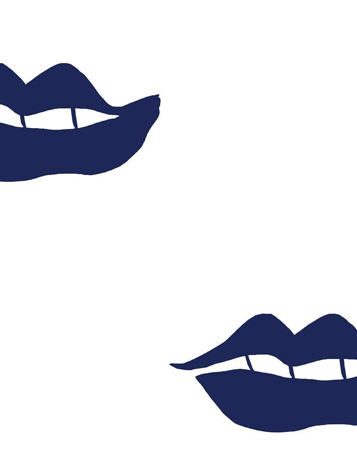 'Lips' Wallpaper by Clare V. - Navy