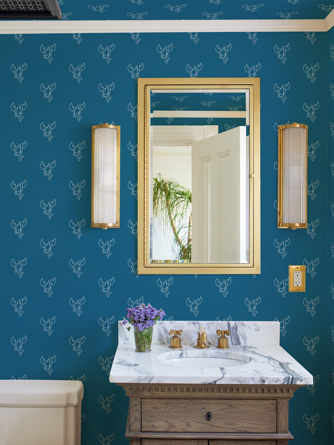 'Lobsters' Wallpaper by Lingua Franca - Cadet Blue