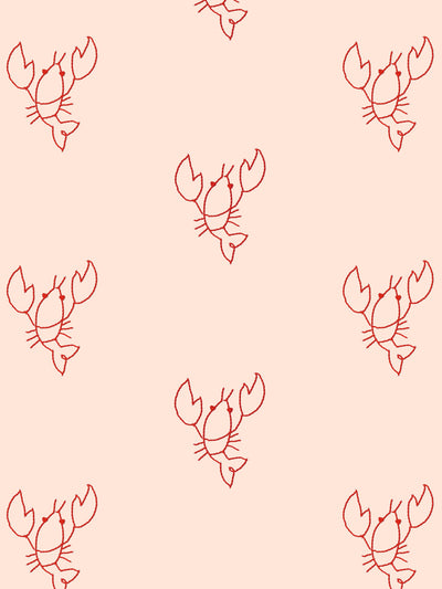 'Lobsters' Wallpaper by Lingua Franca - Red on Peach