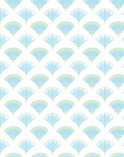'Lotus Papyrus' Wallpaper by Tea Collection - Blue Green