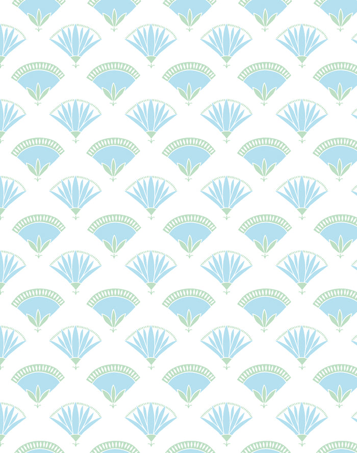 'Lotus Papyrus' Wallpaper by Tea Collection - Blue Green