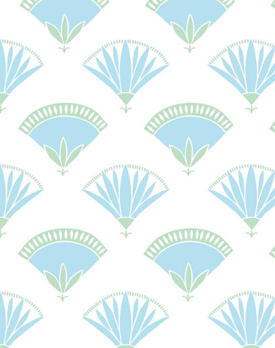 'Lotus Papyrus' Wallpaper by Tea Collection - Blue Green