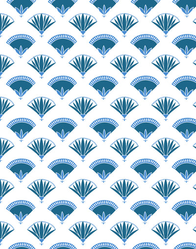 'Lotus Papyrus' Wallpaper by Tea Collection - Cadet Blue