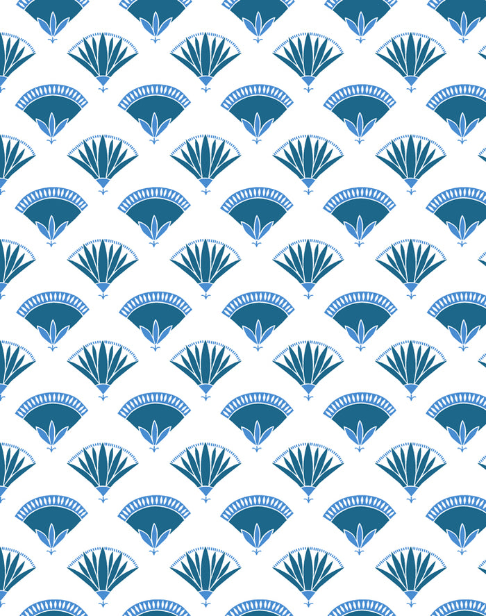 'Lotus Papyrus' Wallpaper by Tea Collection - Cadet Blue