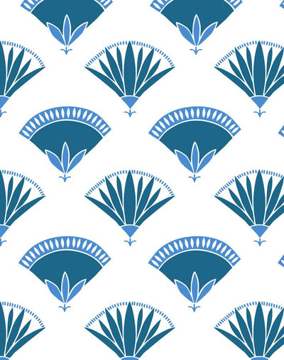 'Lotus Papyrus' Wallpaper by Tea Collection - Cadet Blue