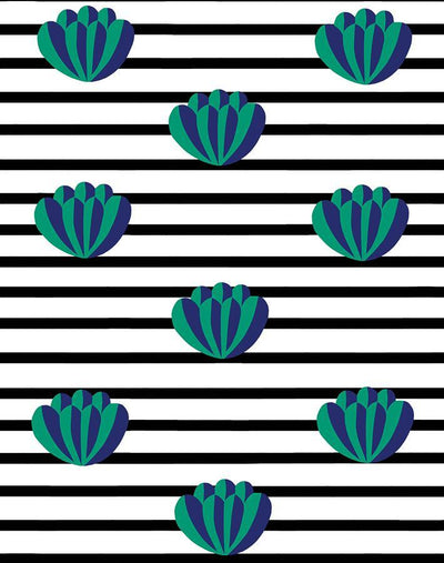 'Lotus Stripe' Wallpaper by Clare V. - Onyx