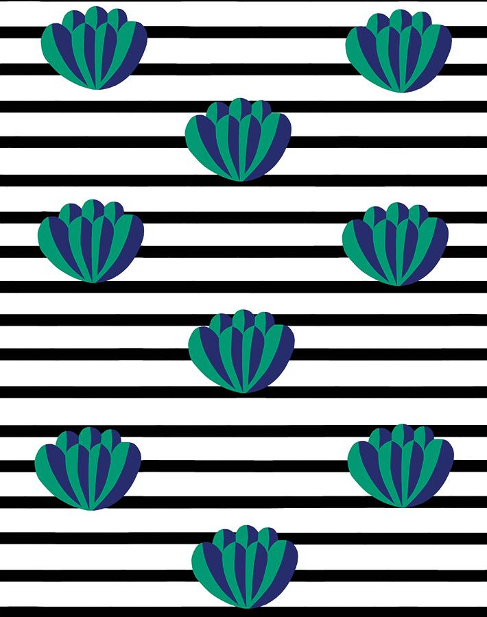 'Lotus Stripe' Wallpaper by Clare V. - Onyx