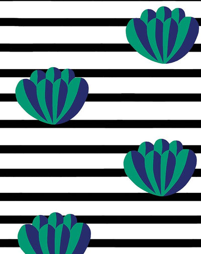 'Lotus Stripe' Wallpaper by Clare V. - Onyx