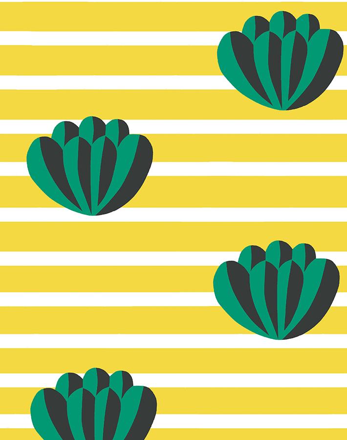 'Lotus Stripe' Wallpaper by Clare V. - Yellow