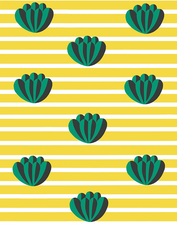 'Lotus Stripe' Wallpaper by Clare V. - Yellow