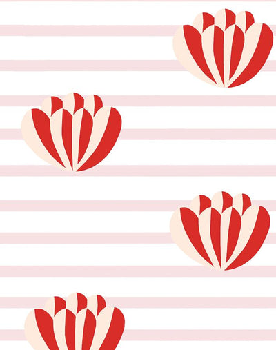 'Lotus Stripe' Wallpaper by Clare V. - Pink