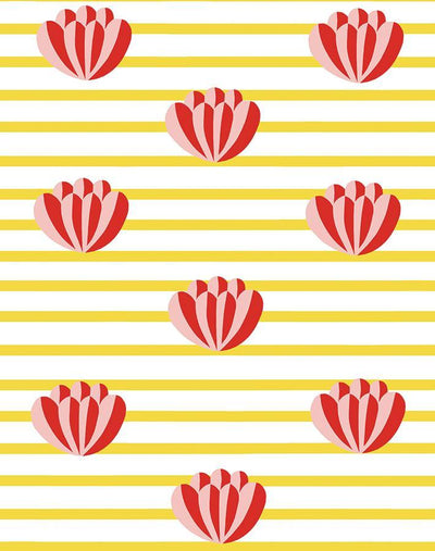 'Lotus Stripe' Wallpaper by Clare V. - Marigold
