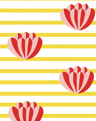 'Lotus Stripe' Wallpaper by Clare V. - Marigold