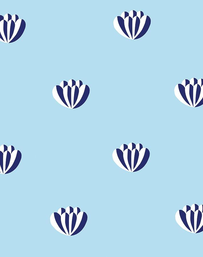 'Lotus' Wallpaper by Clare V. - Light Blue